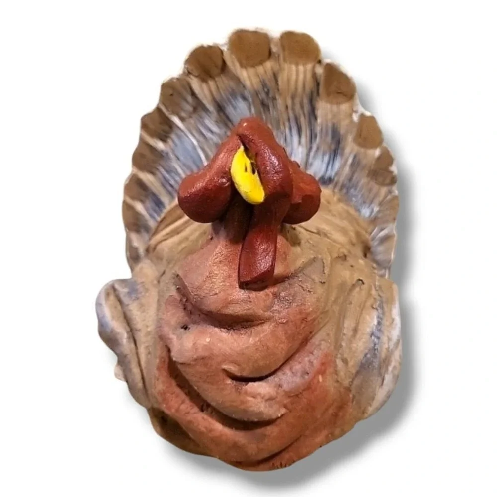 Vintage 1986 Whiterock Studio Clay Pottery Turkey Figurine Thanksgiving Decor